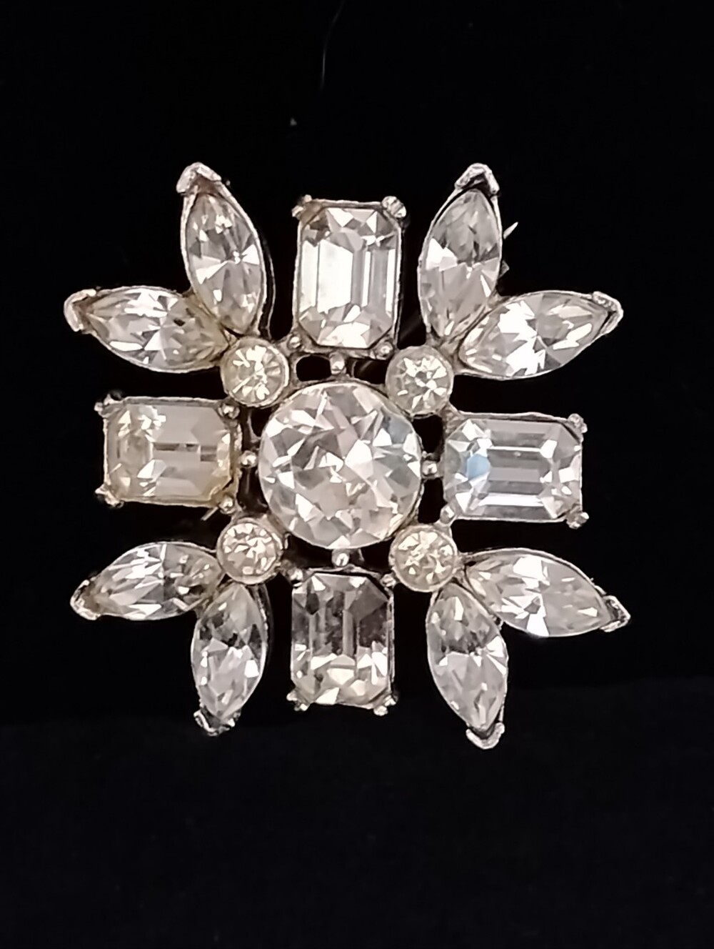 Rhinestone Snow Flake Brooch — Clear Crystal Accent - Picture 3 of 6